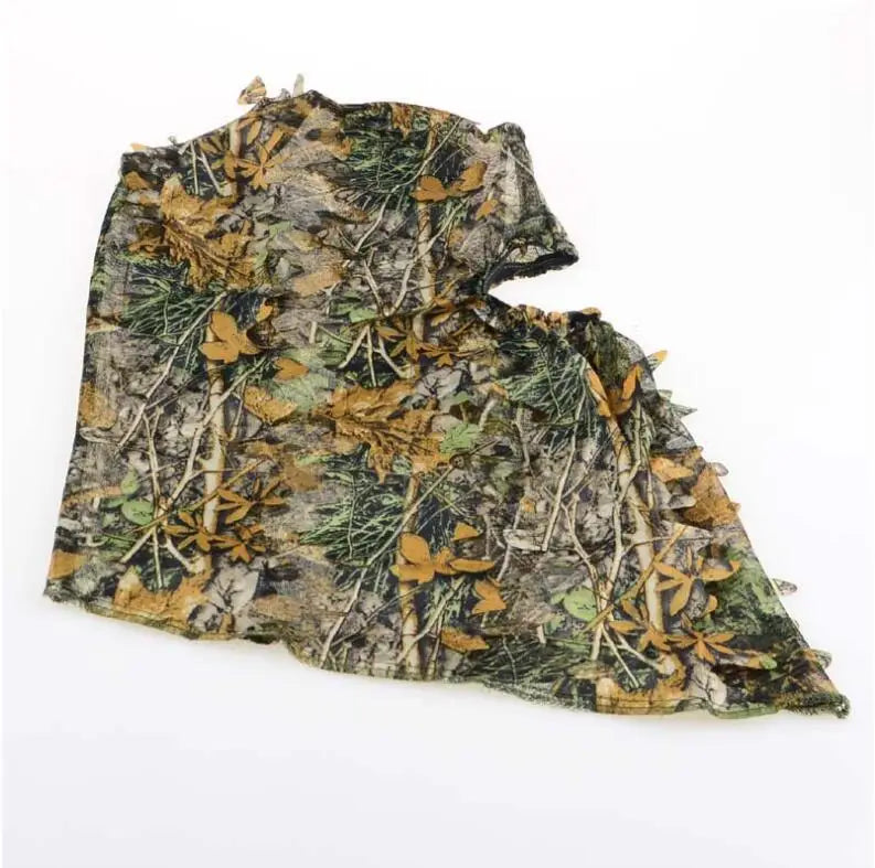Camouflage Maple Leafy 3D Face Mask Ghillie Suit – Camo Hood with Gloves for Hunting, Fishing, & Outdoor Adventures