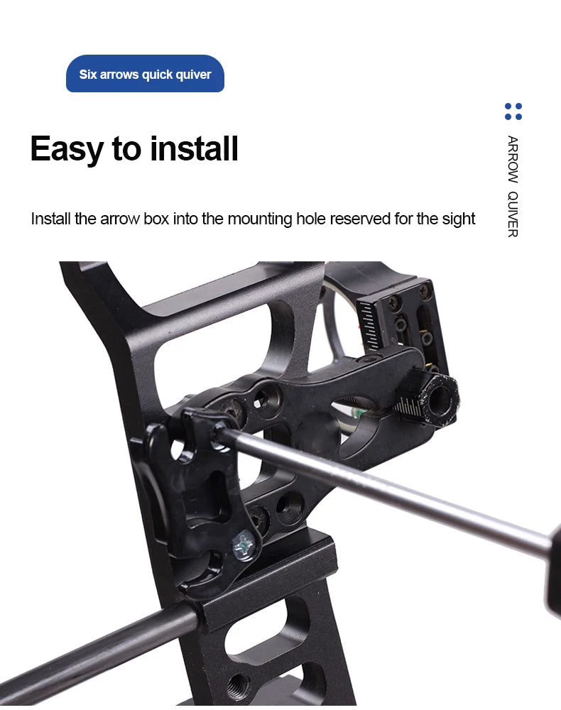 Archery Universal 6-Arrow Bow Quiver – Quick Detach Quiver for Compound Bow Hunting & Practice