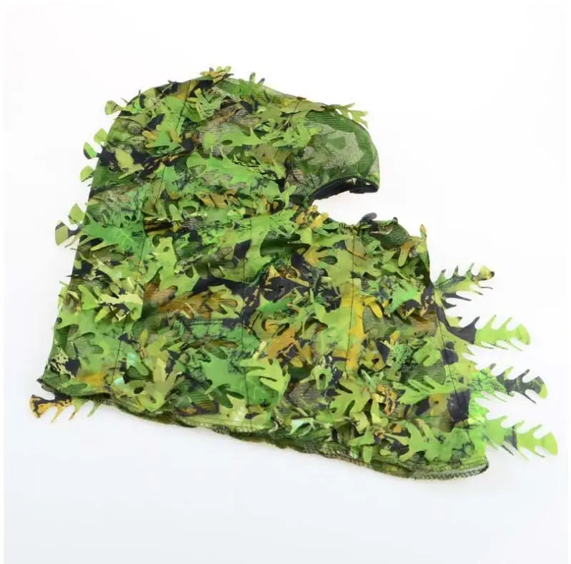 Camouflage Maple Leafy 3D Face Mask Ghillie Suit – Camo Hood with Gloves for Hunting, Fishing, & Outdoor Adventures