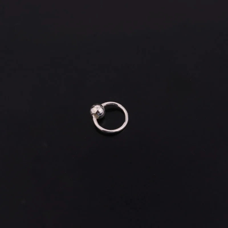 Silver Ball End Hoop BCR Twist Captive Bead Ring