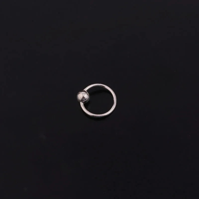 Silver Ball End Hoop BCR Twist Captive Bead Ring