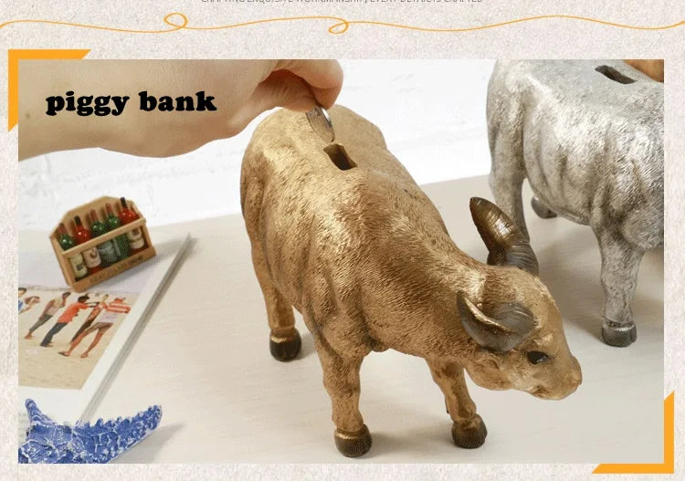 Creative Buffalo Statue Bull Piggy Bank