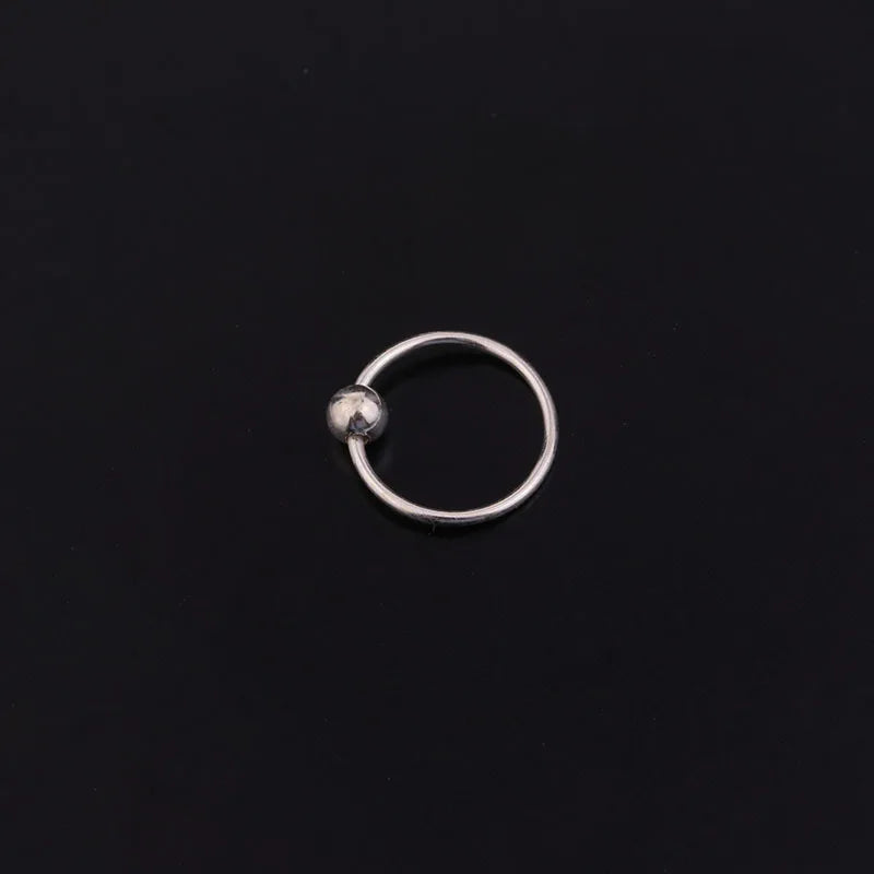 Silver Ball End Hoop BCR Twist Captive Bead Ring