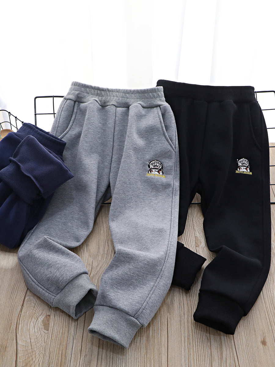 Children's Clothing Warm Autumn and Winter One Boy Fleece-Lined Pants
