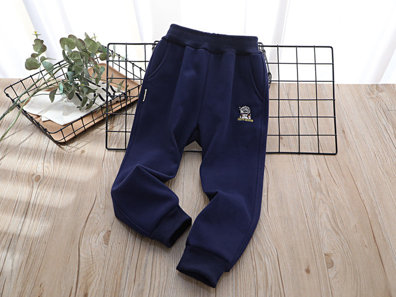 Children's Clothing Warm Autumn and Winter One Boy Fleece-Lined Pants