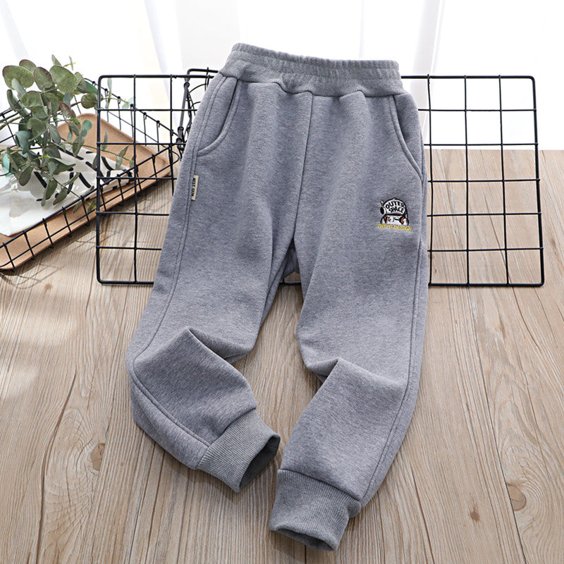 Children's Clothing Warm Autumn and Winter One Boy Fleece-Lined Pants