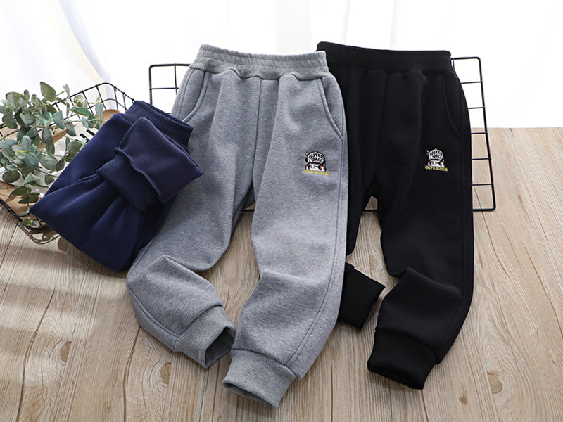 Children's Clothing Warm Autumn and Winter One Boy Fleece-Lined Pants