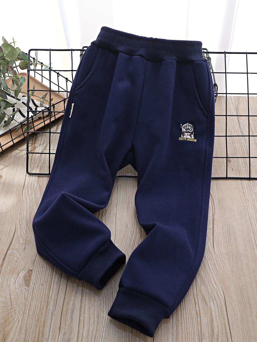Children's Clothing Warm Autumn and Winter One Boy Fleece-Lined Pants