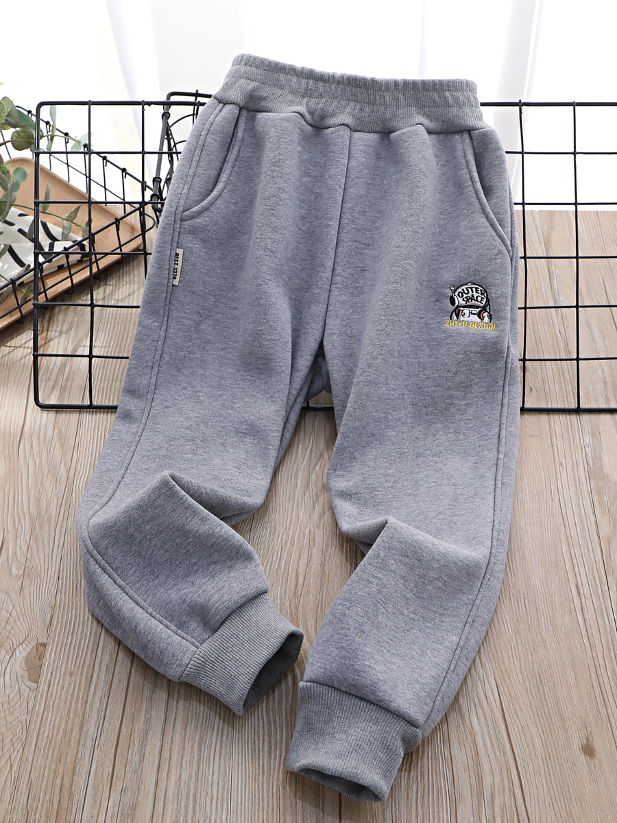 Children's Clothing Warm Autumn and Winter One Boy Fleece-Lined Pants
