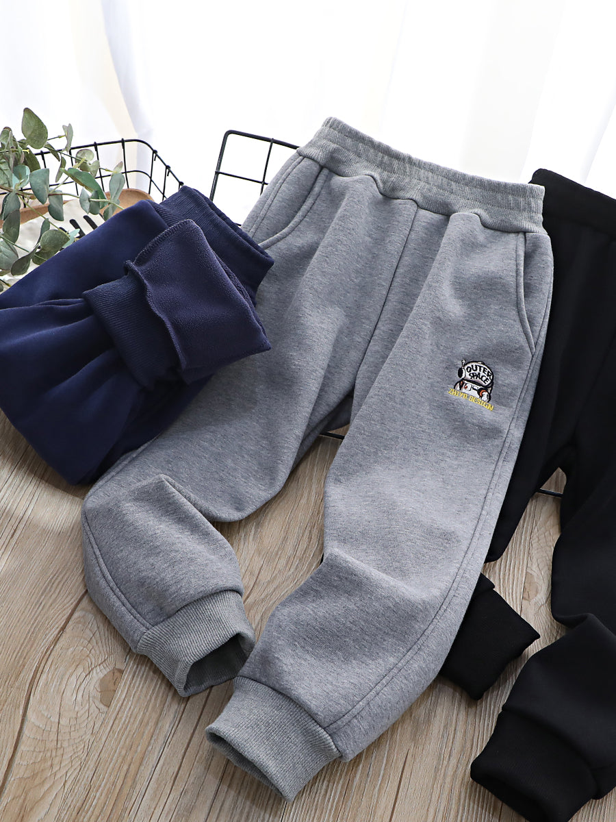 Children's Clothing Warm Autumn and Winter One Boy Fleece-Lined Pants