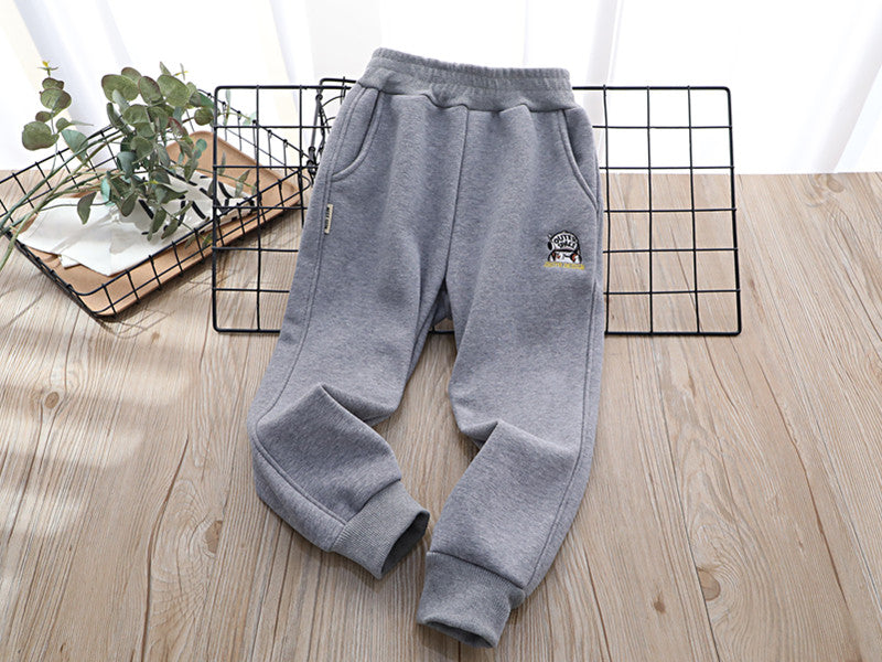 Children's Clothing Warm Autumn and Winter One Boy Fleece-Lined Pants