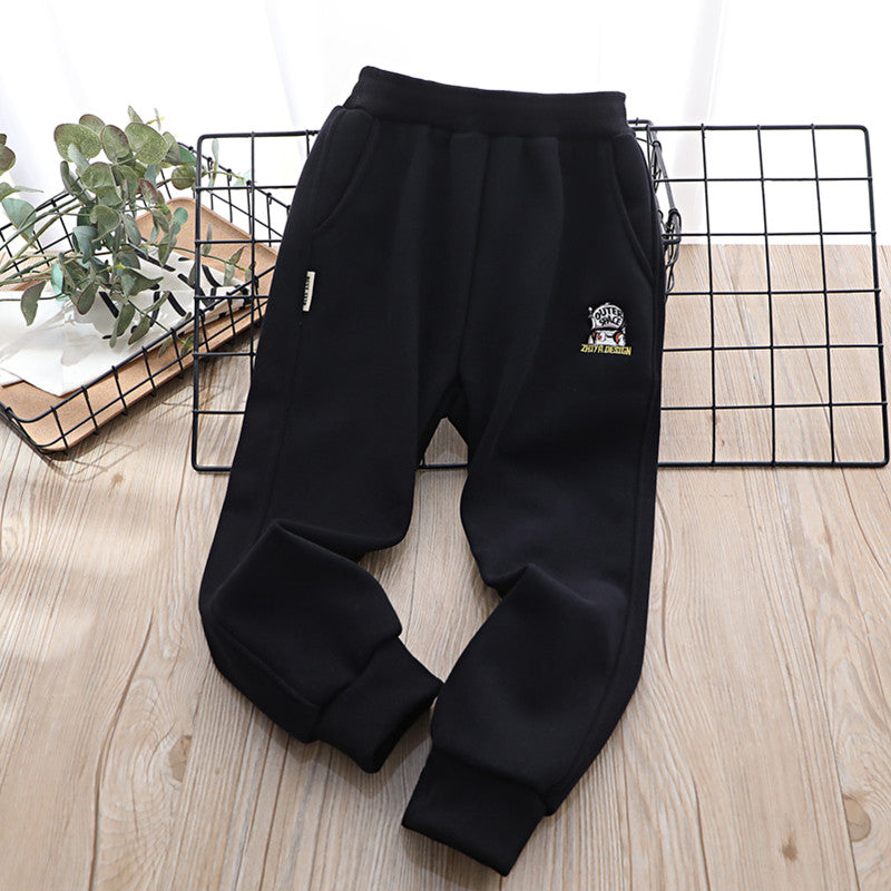 Children's Clothing Warm Autumn and Winter One Boy Fleece-Lined Pants