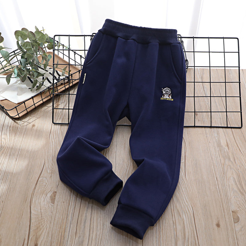 Children's Clothing Warm Autumn and Winter One Boy Fleece-Lined Pants