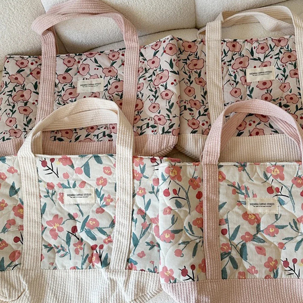 Quilted Floral Tote Bag