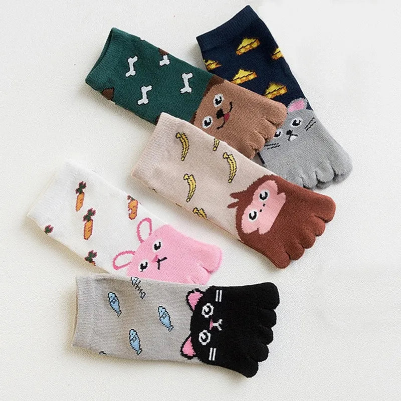 Cotton Animal Pattern Five-Finger Socks