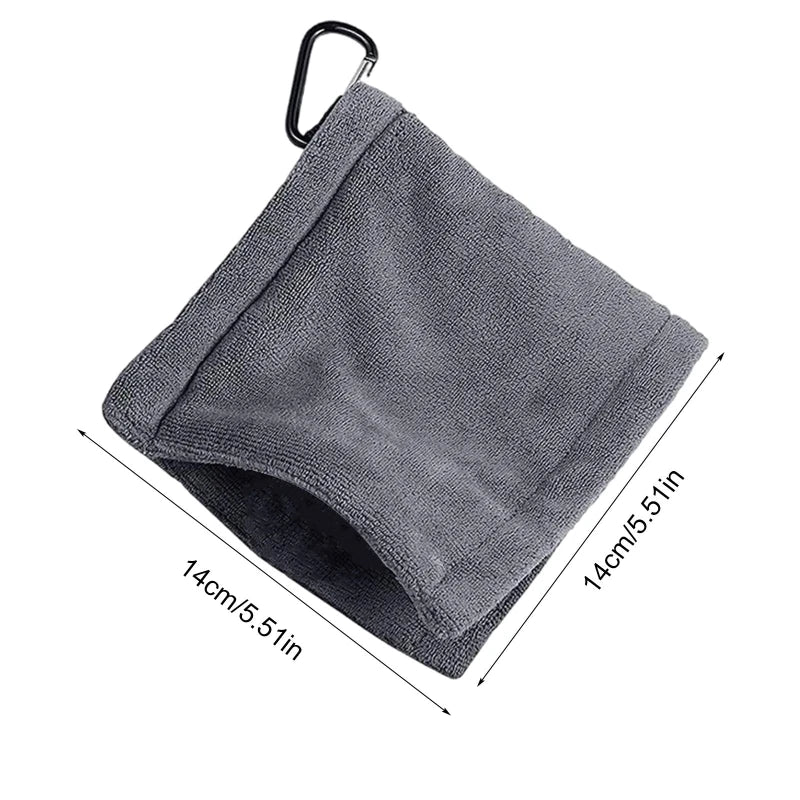Square Microfiber Golf Ball Cleaning Towel with Carabiner Hook