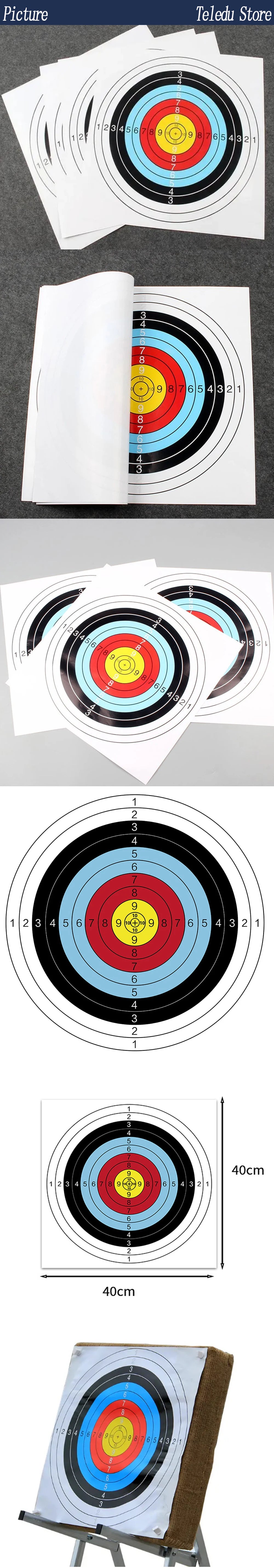 12-Piece 40x40cm Archery Target Paper Face Set – Durable Targets for Archery, Bow Practice, and Hunting Training