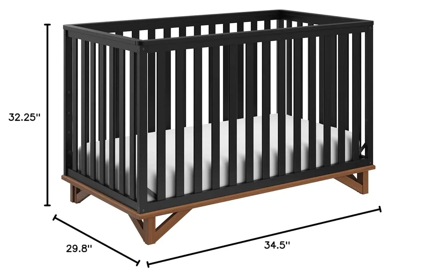 5-in-1 Convertible Crib (Black with Vintage Driftwood)