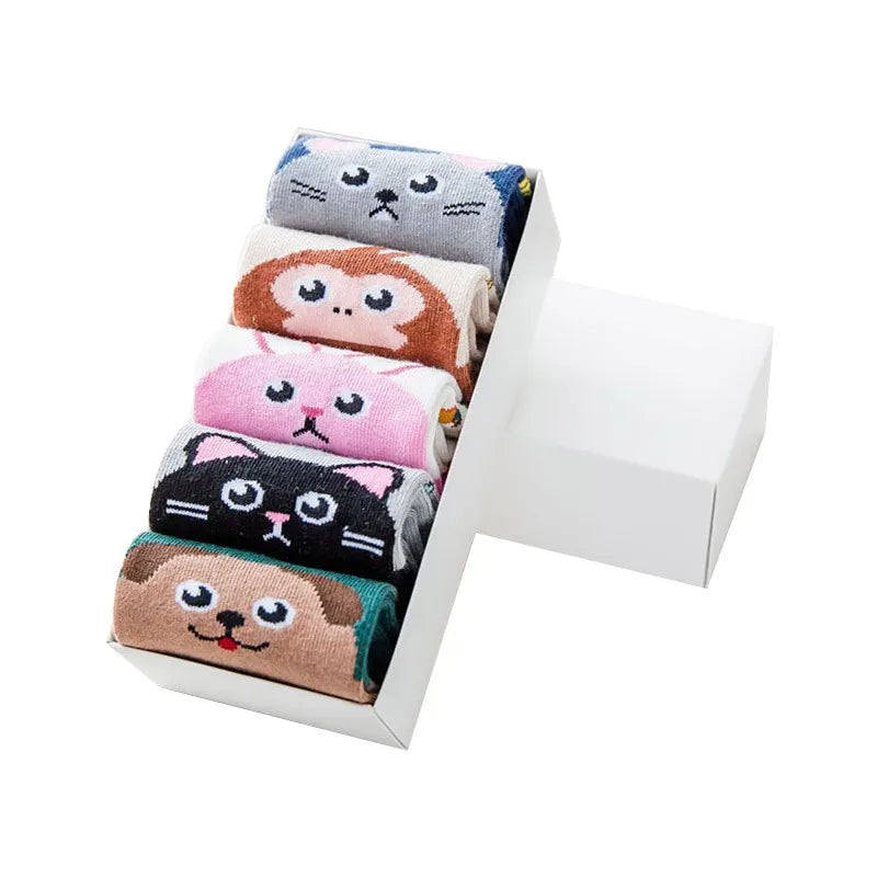 Cotton Animal Pattern Five-Finger Socks