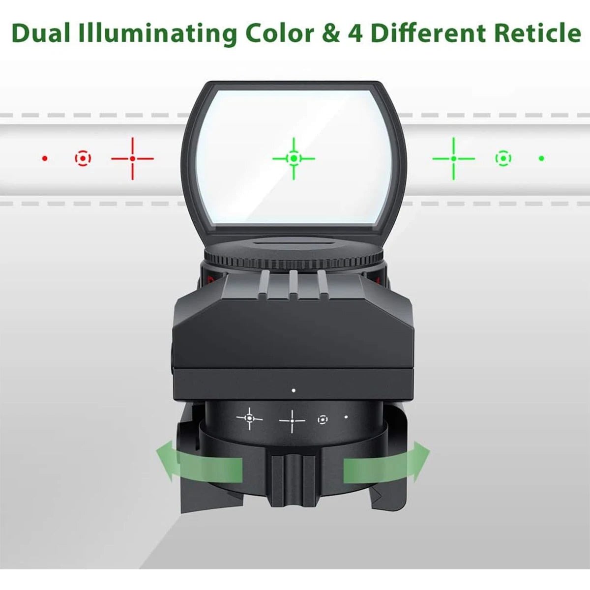 20mm Rail Holographic Red/Green Dot Sight – 4 Reticle Tactical Reflex Scope