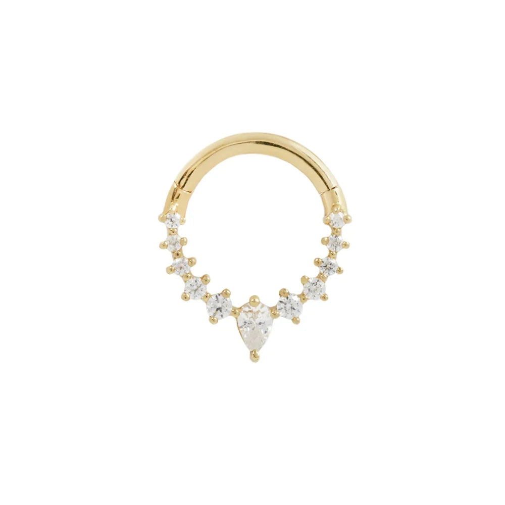 925 Sterling Silver Shimmering CZ Zircon Pave Daith Hoop Earring