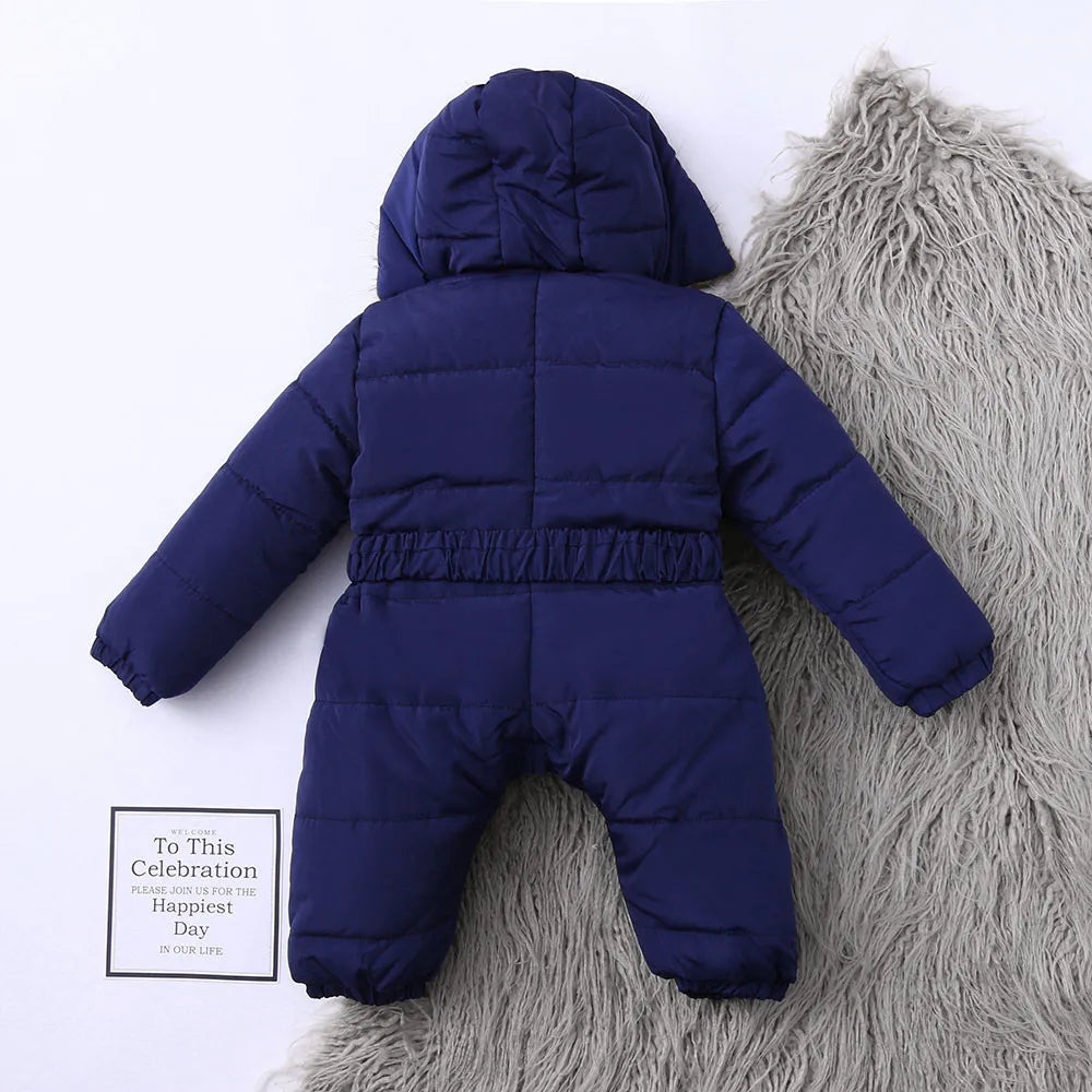 Infant Warm Hooded Coat & Jumpsuit Set