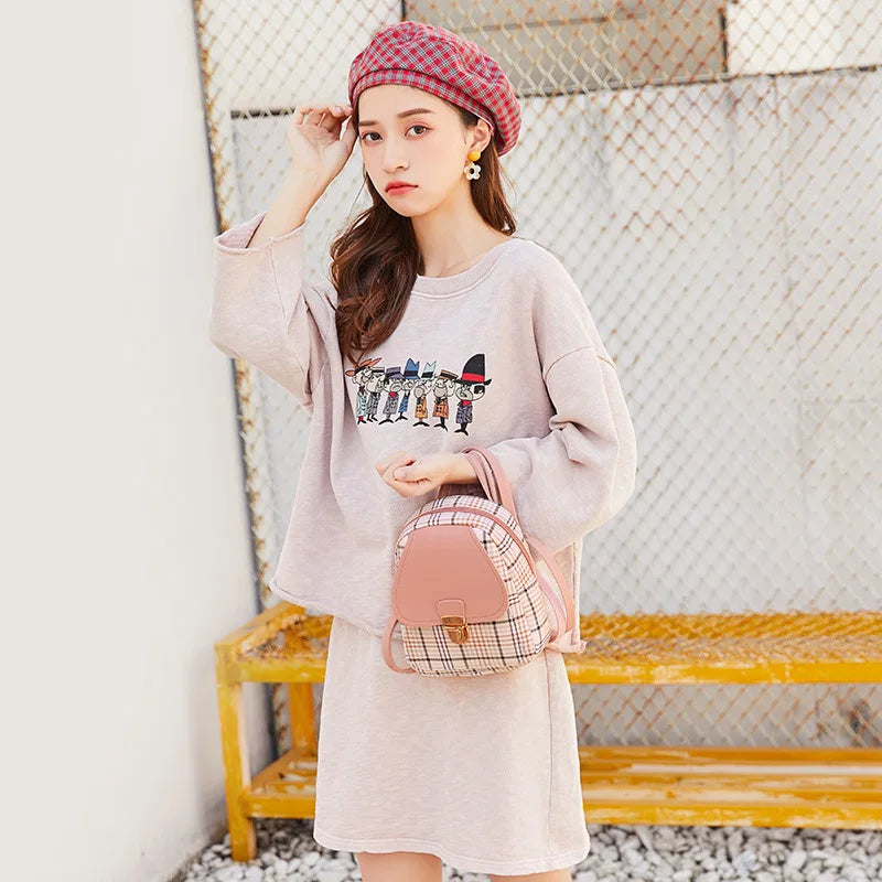 Ladies Check Lock Small Backpack
