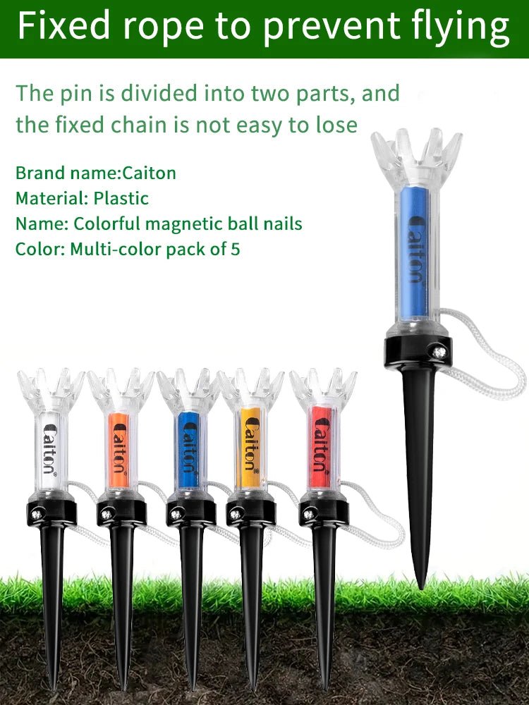 Caiton Magnetic Plastic Golf Tee Set – 5-Piece Durable Tees with 360° Bounce Design for Enhanced Performance