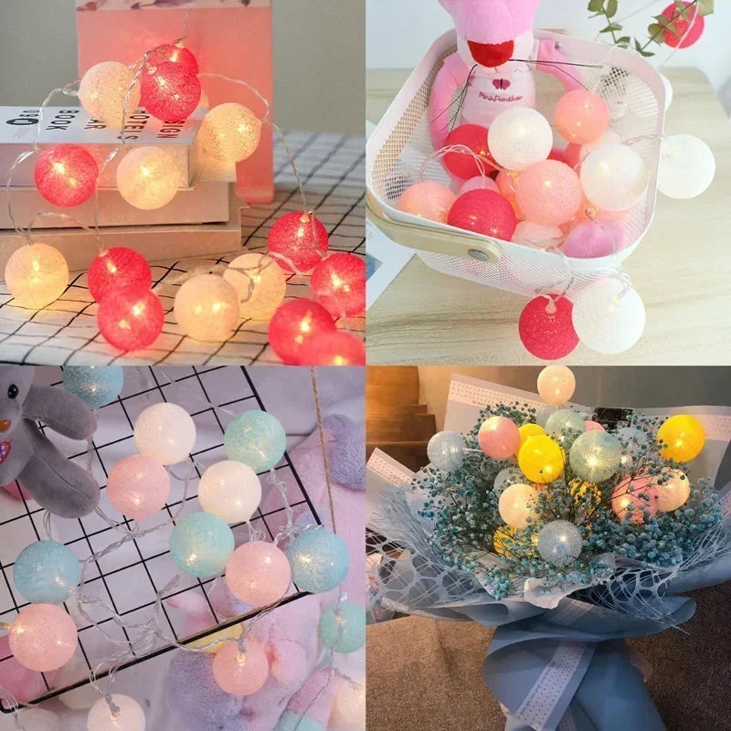 3M 20 LED Cotton Garland Balls Lights