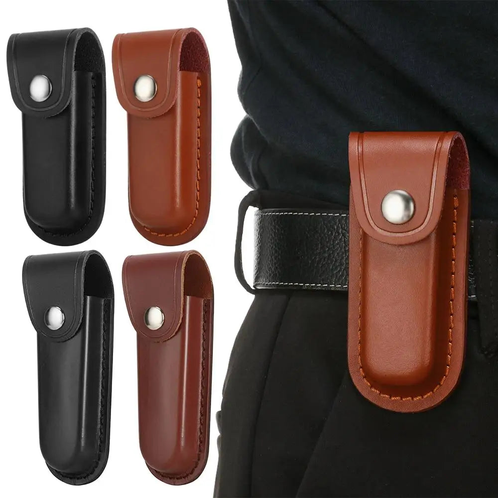Brown Leather Sheath for Fold Knife, Flashlight, or Tools