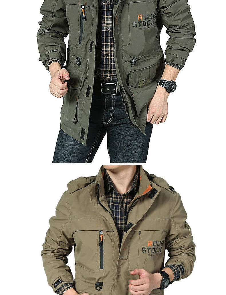 Spring And Autumn Men's Outdoor Camping Hooded Casual Jacket Men's Windproof Waterproof Windbreaker Men's Army Tactical Jacket