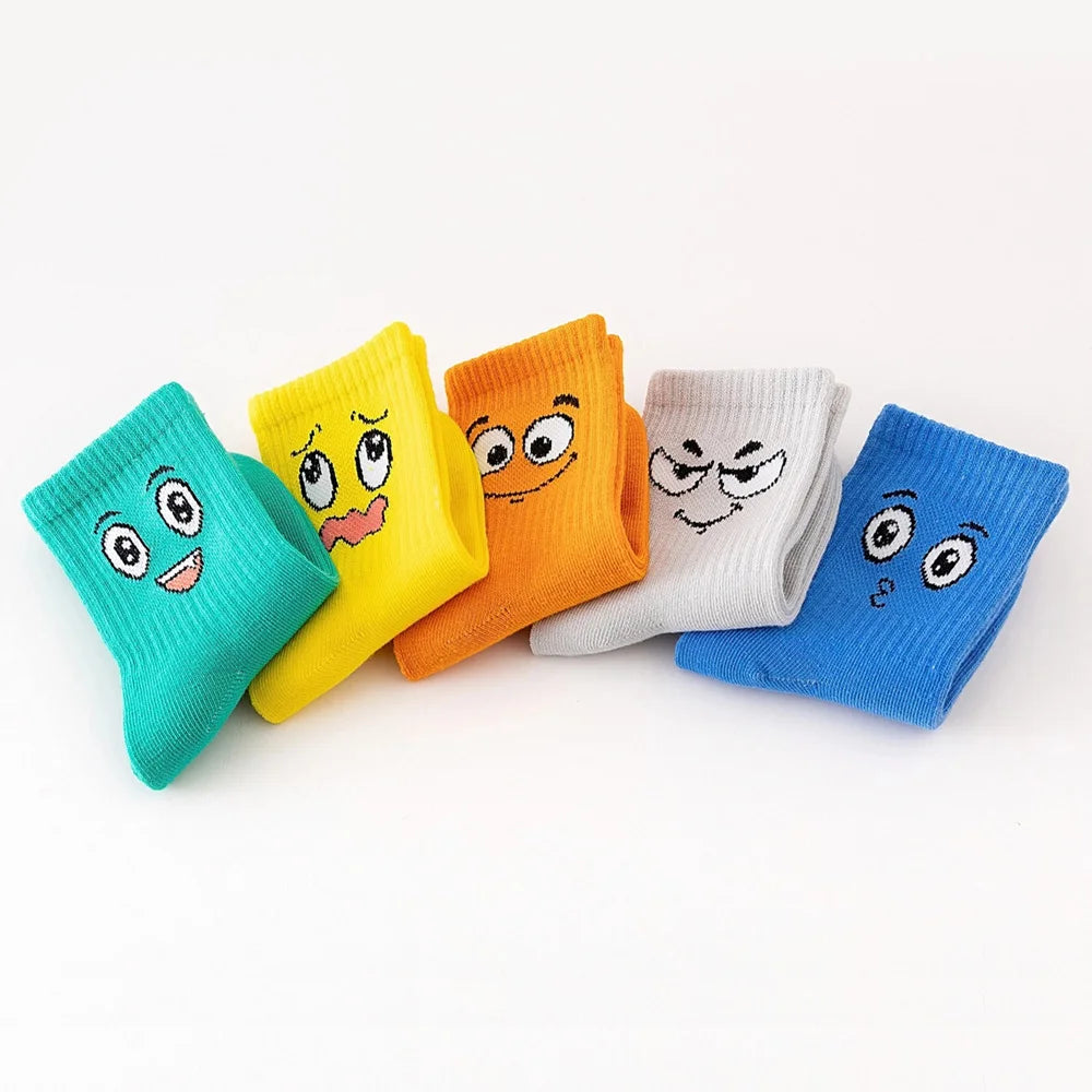 5 Pairs Kids Socks – Emoticons Funny Face Pattern