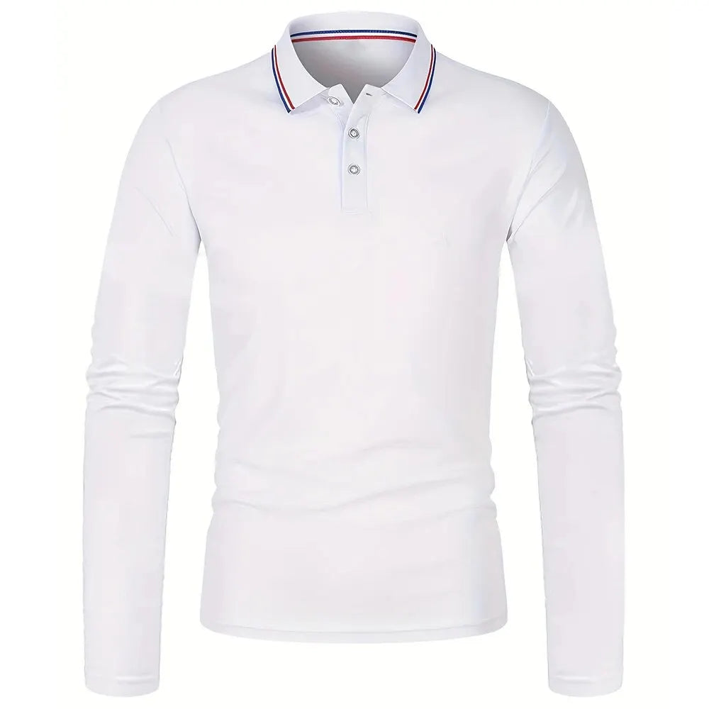 Men's Casual Long Sleeve Polo Shirt