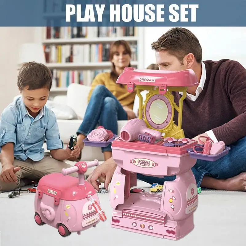 2-in-1 Cartoon Storage Car Pretend Toy Set
