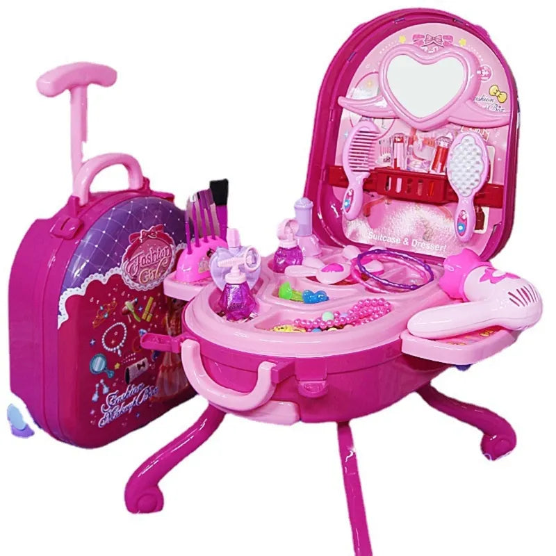 36-Piece Princess Cosmetic Mirror Suitcase Makeup Set for Kids