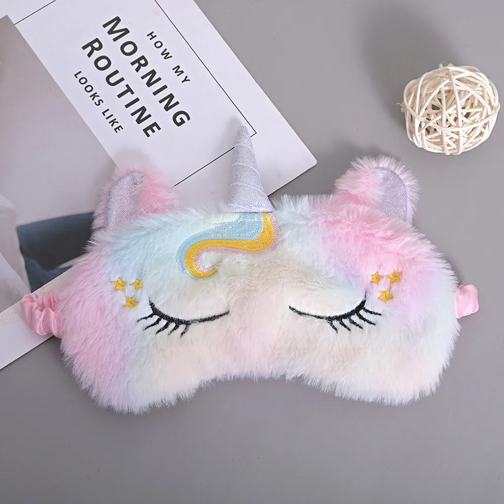 Soft plush unicorn sleeping mask
