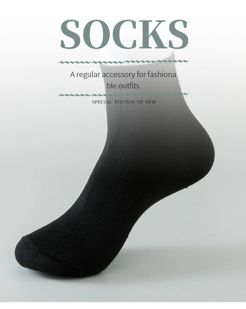 8 Pairs of Men’s and Women’s Black Cotton Business Mid-Length Casual Socks