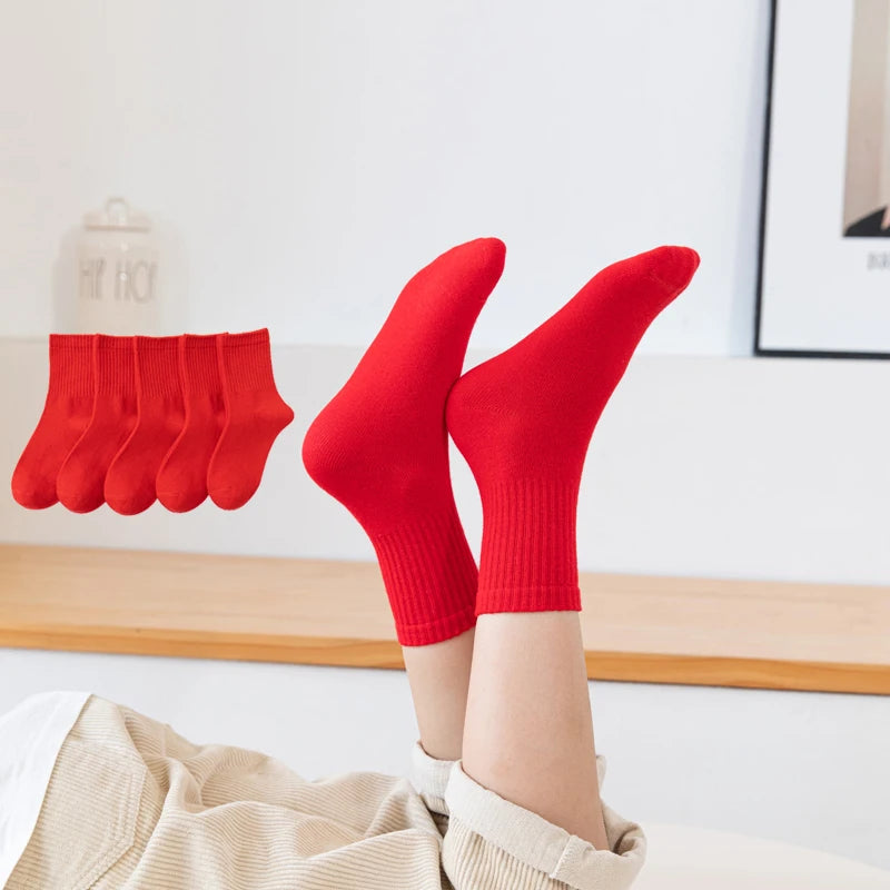 3 Pair Children’s Red Cotton Socks (Ages 3-12)