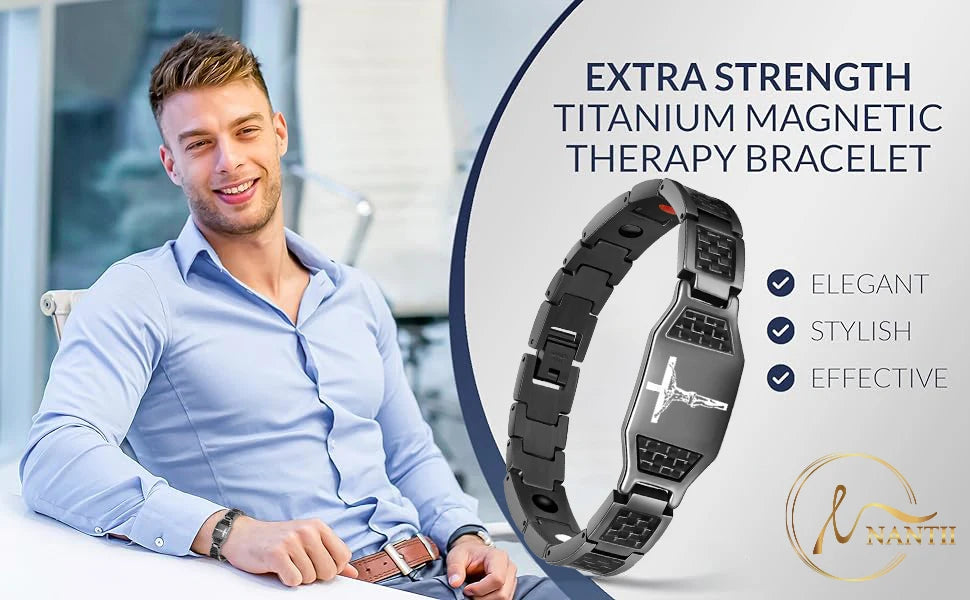 New in Men's Therapeutic Magnetic Bracelet Stainless Steel Black Jewelry Accessories with magnet Germanium Charms Gifts