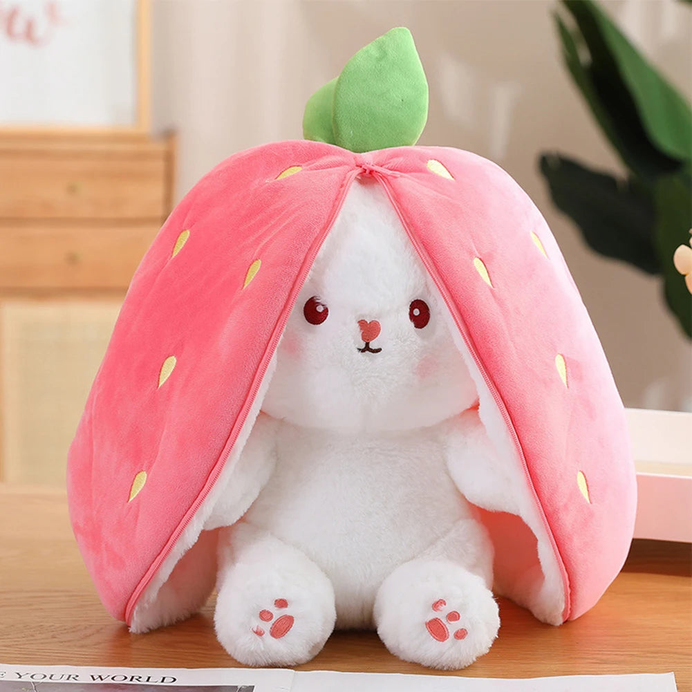Reversible Bunny Carrot Strawberry Toy with Zipper