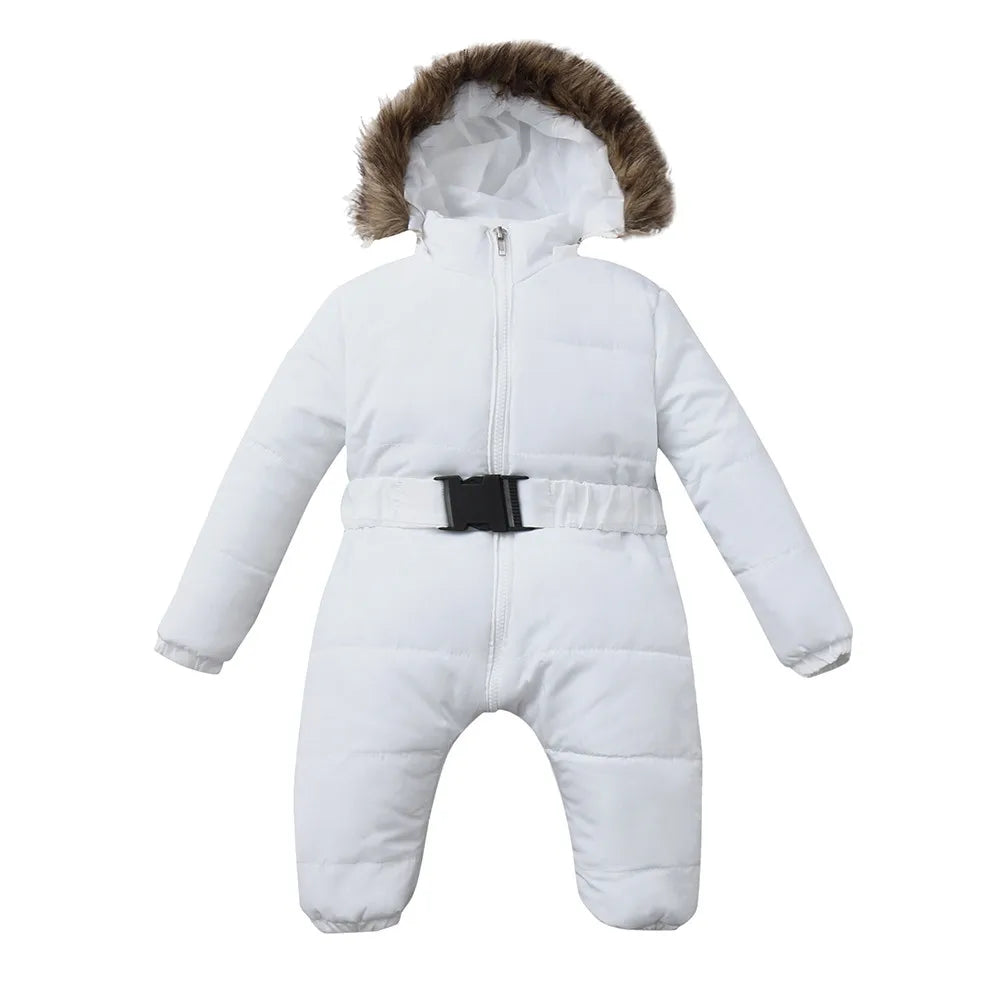 Infant Warm Hooded Coat & Jumpsuit Set