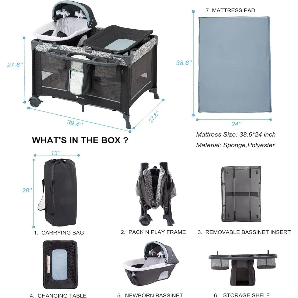 5-in-1 Multifunctional Pack and Play by Qutanix