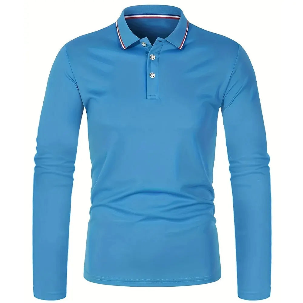 Men's Casual Long Sleeve Polo Shirt