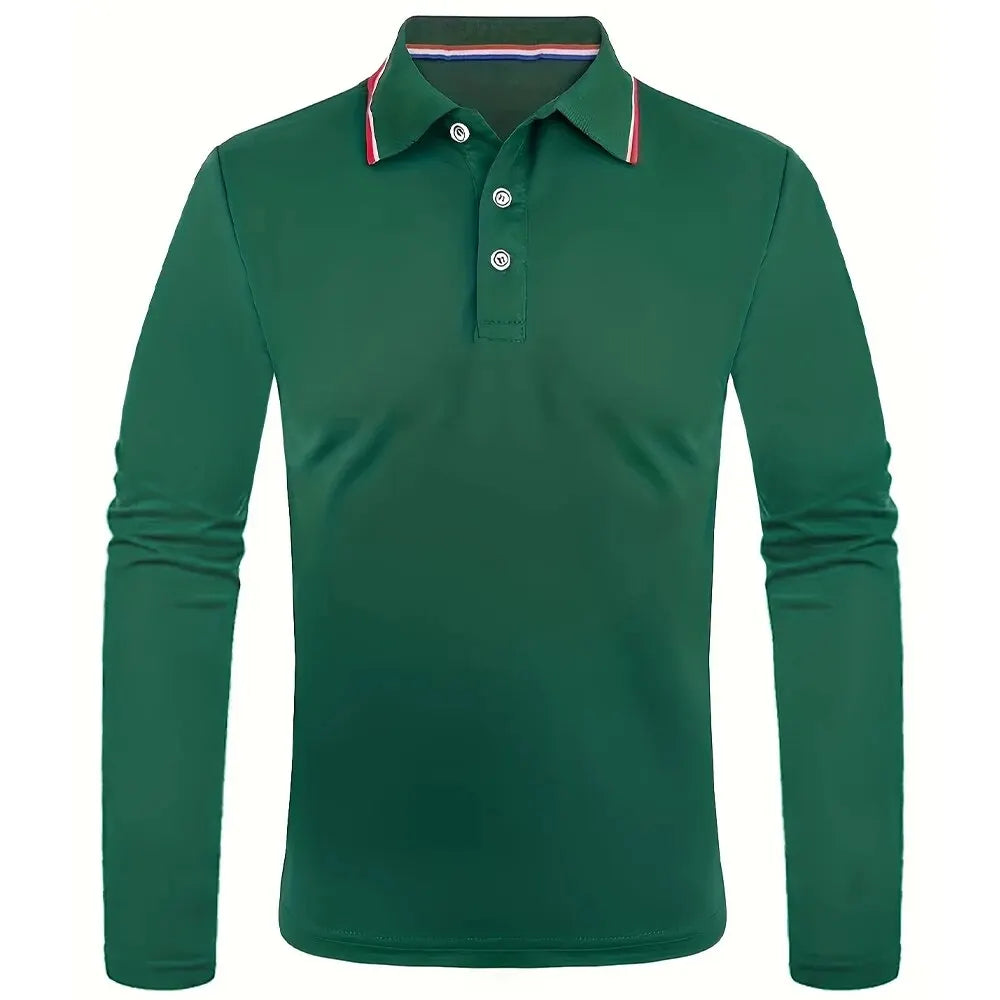 Men's Casual Long Sleeve Polo Shirt