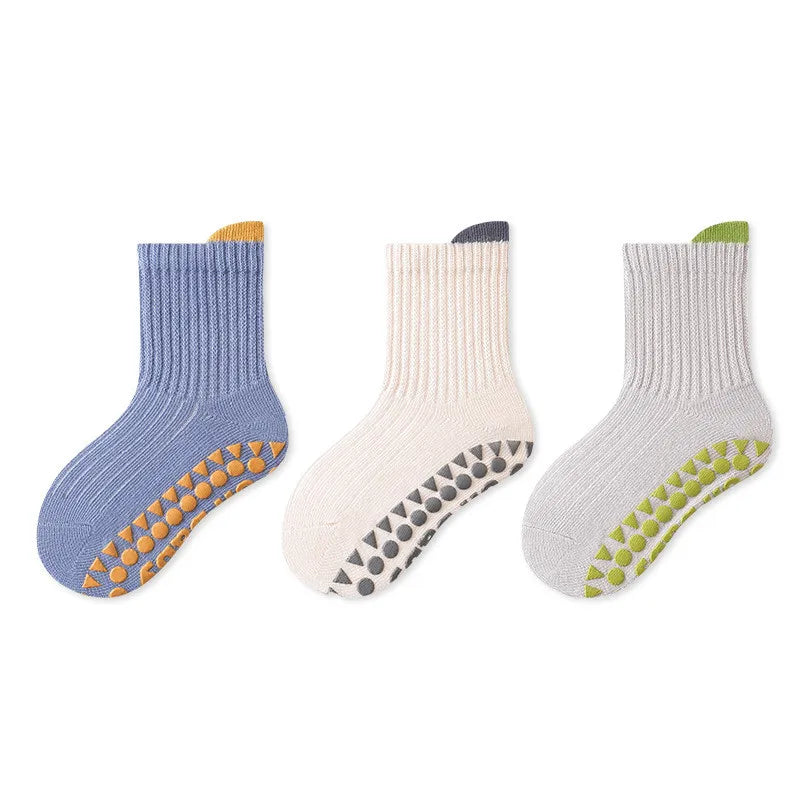 3 Pairs Baby Anti-Slip Socks for Boys & Girls (0-6 Years)