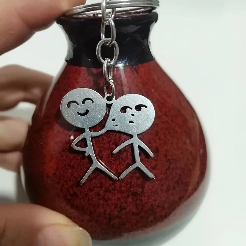 2pcs/set Stickman Matching Heart Keychain