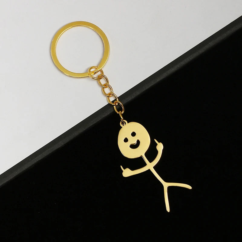 2pcs/set Stickman Matching Heart Keychain