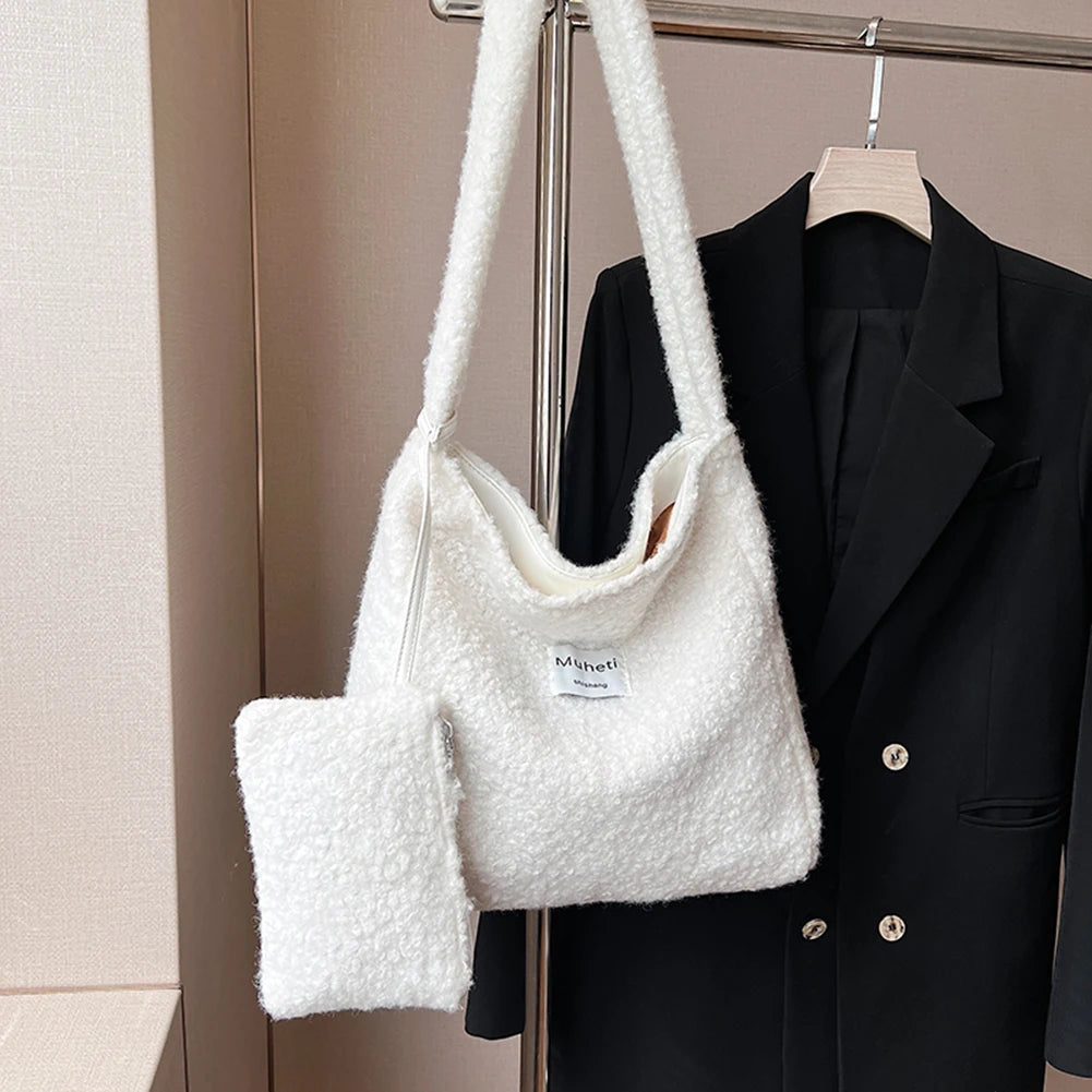 Lamb Wool Shoulder Bag for Women
