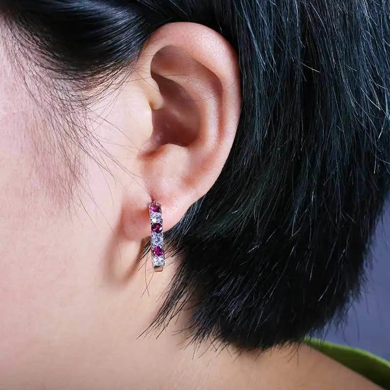925 Sterling Silver Fashion Round Circle Clear Mosaic CZ Zircon Stud Earrings