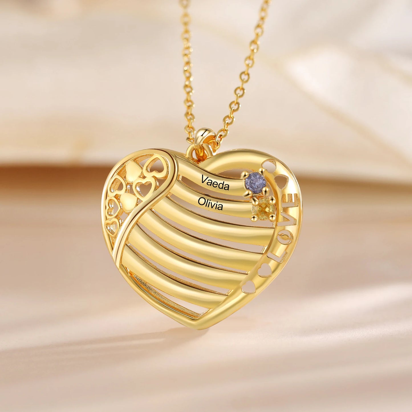 Valentine's Day Gold Color Personalized Heart Necklace
